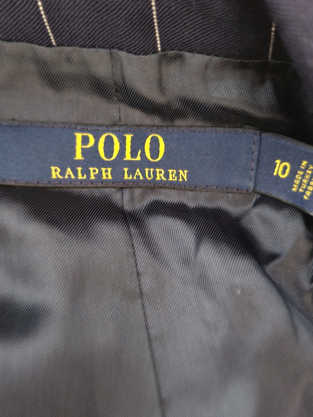 Polo Ralph Lauren Womens 10 Navy White Pin Stripe Double Breasted Office Blazer - Picture 2 of 4